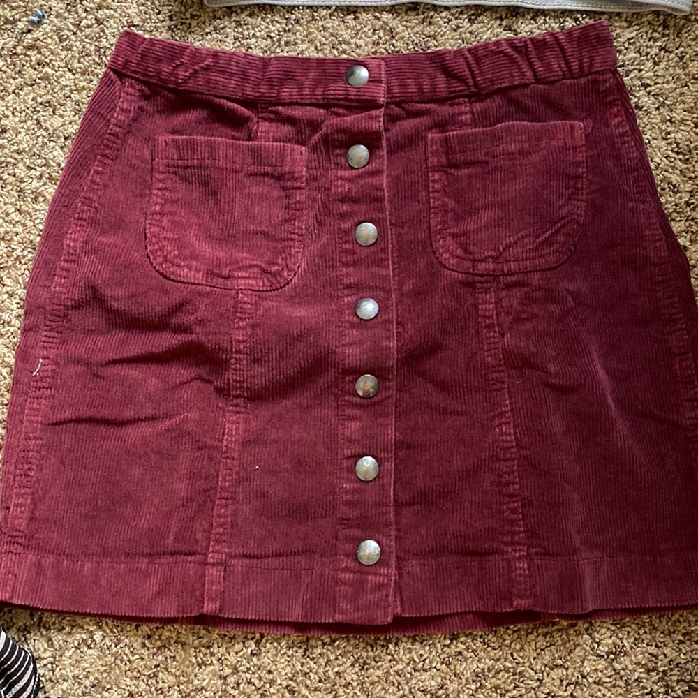 Maroon, Small, Brandy Melville Corduroy Skirt